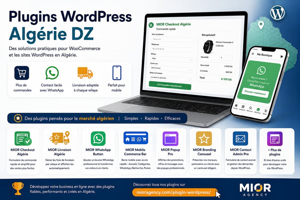 Plugins WordPress Algérie DZ pour WooCommerce et sites e-commerce