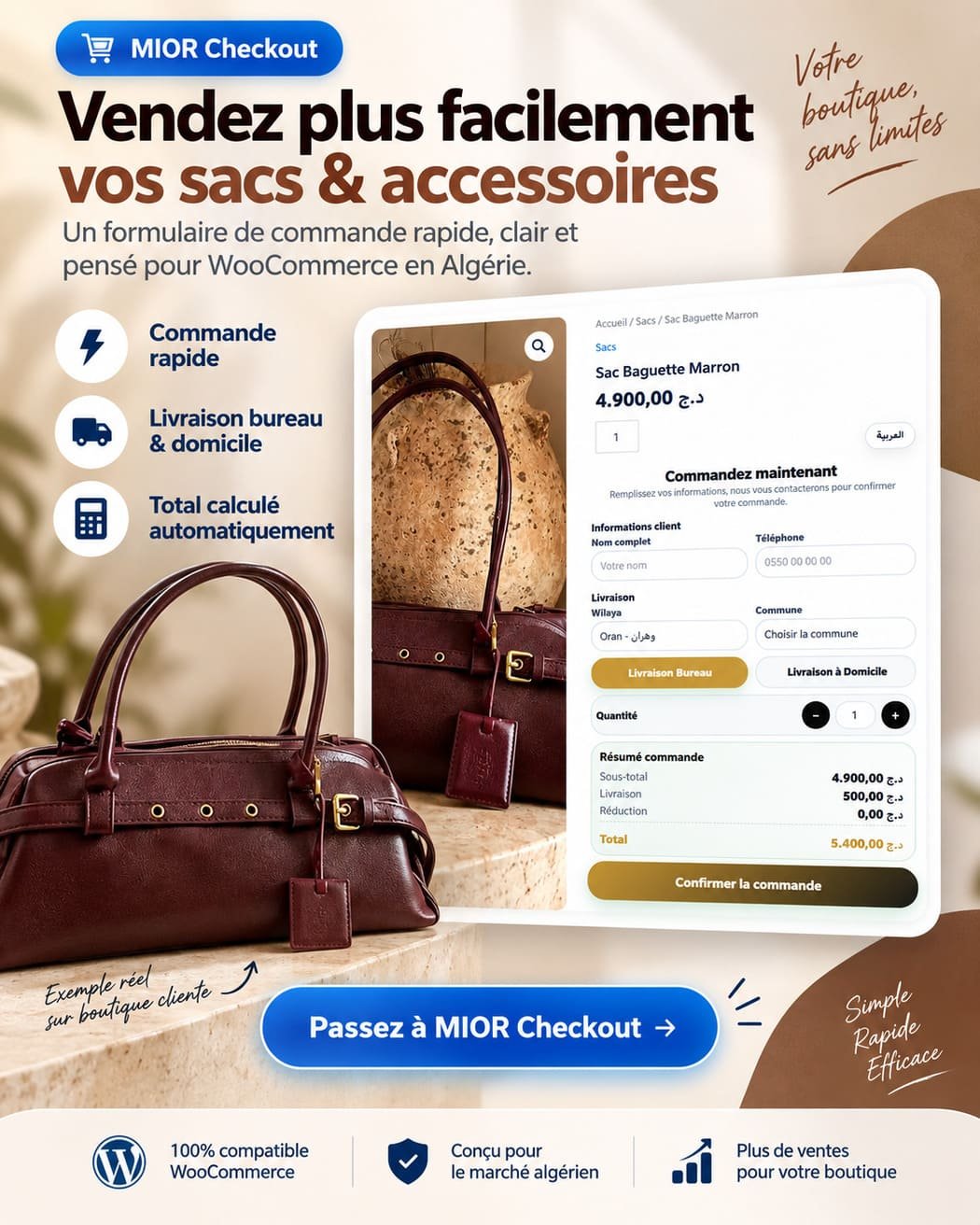 MIOR Checkout boutique WooCommerce Algérie
