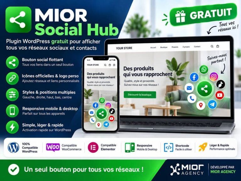 MIOR Social Hub – Bouton Réseaux Sociaux Flottant
