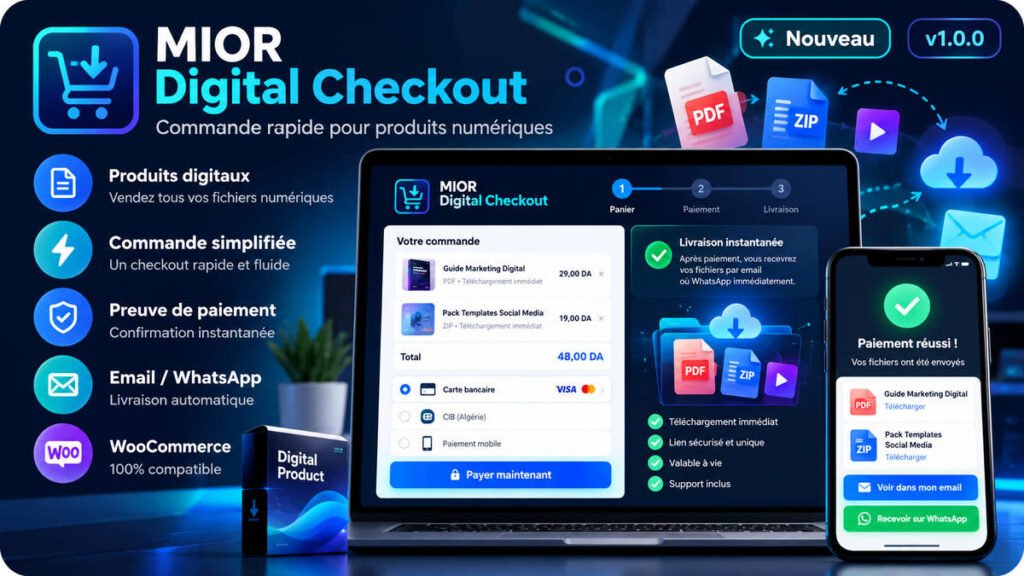 MIOR Digital Checkout : formulaire de commande pour produits numériques WooCommerce