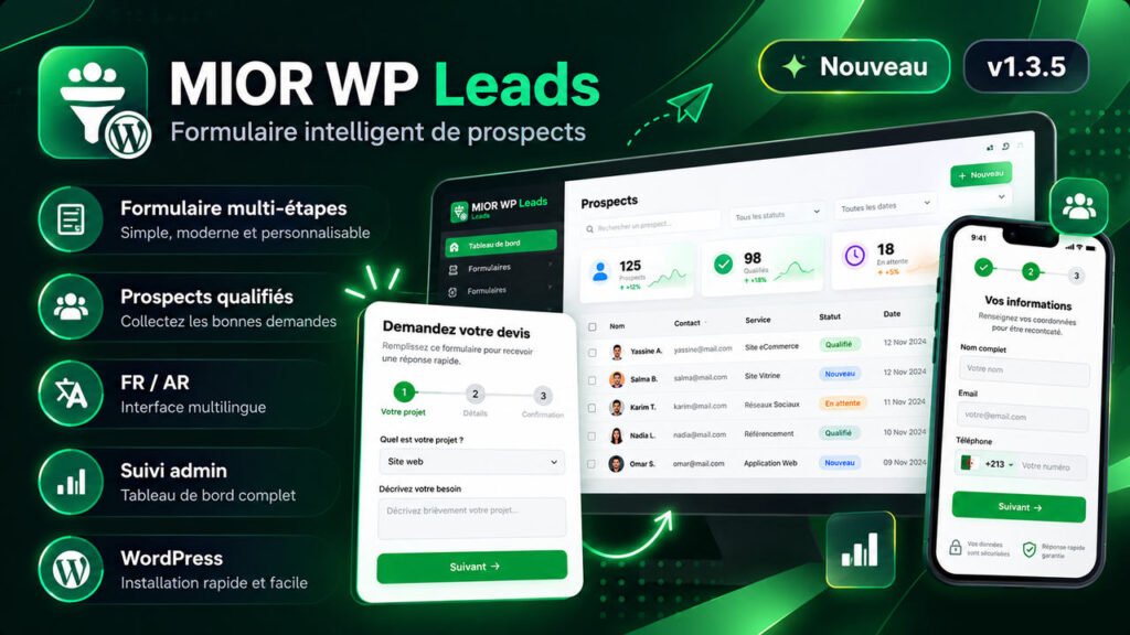 MIOR WP Leads : formulaire WordPress de qualification des prospects